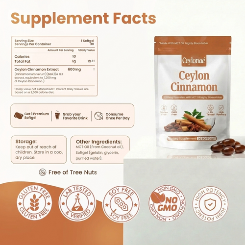 Ceylon Cinnamon 7200mg Equivalent with MCT Oil
